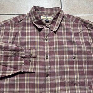Tommy Bahama Men’s L 100% Silk Long Sleeve Dress Casual Red Button Up Shirt